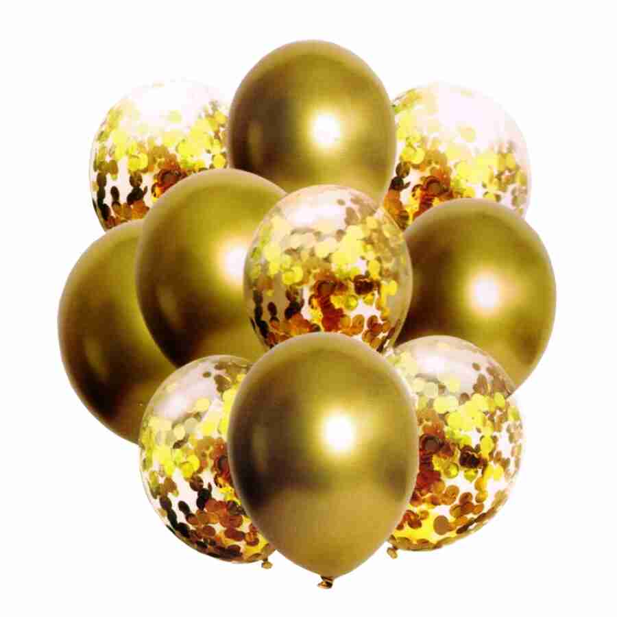 Set 10 buc. baloane pentru petrecere Auriu Metalic + Confetti Scule Prodrom