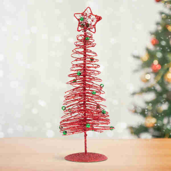 Brăduț metalic - ornament de Crăciun - 28 cm - roșu Scule Prodrom