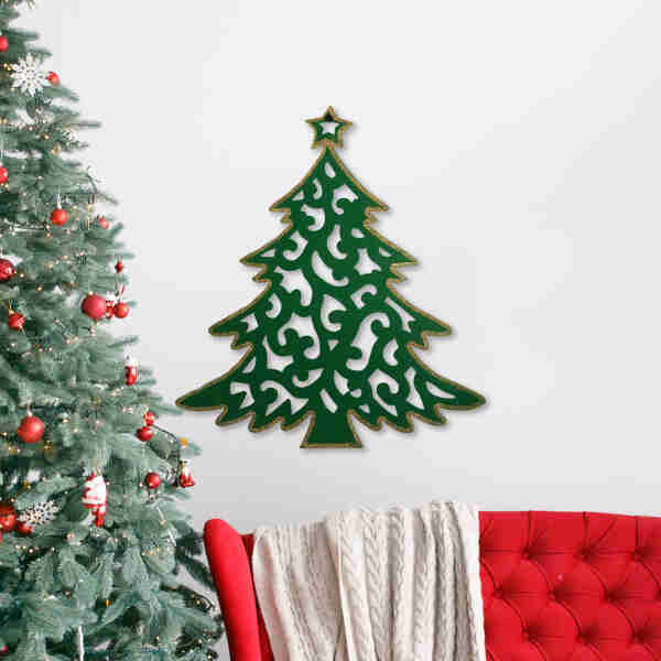 Decor de perete - Crăciun - brad - 39.5 x 42 cm - verde / auriu Scule Prodrom
