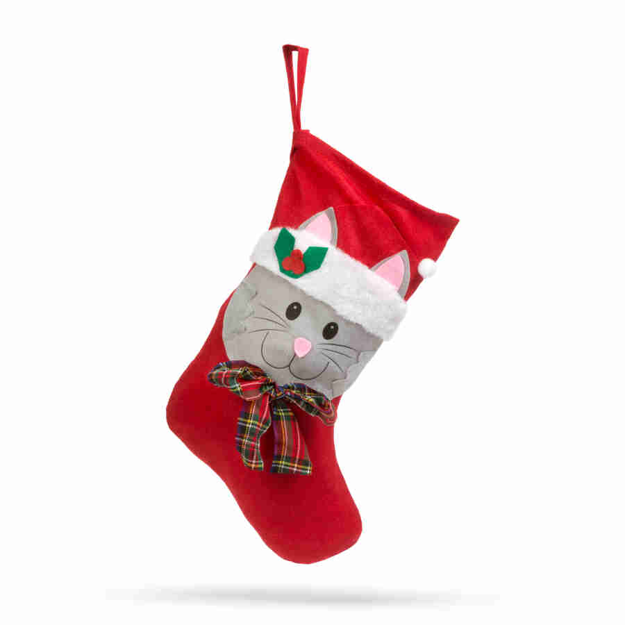 Șosete decorative de Crăciun - cu agățătoarte - 45 cm -model cu pisoi Scule Prodrom