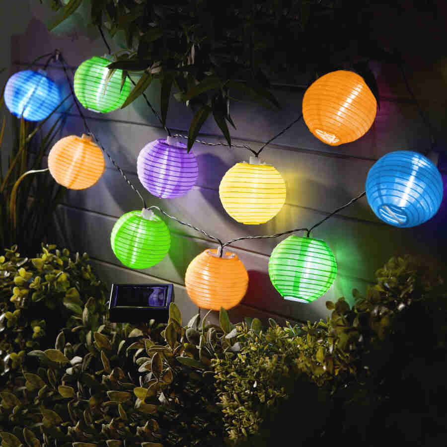 Garden of Eden - șir de 10 lampioane solare LED diferite culori