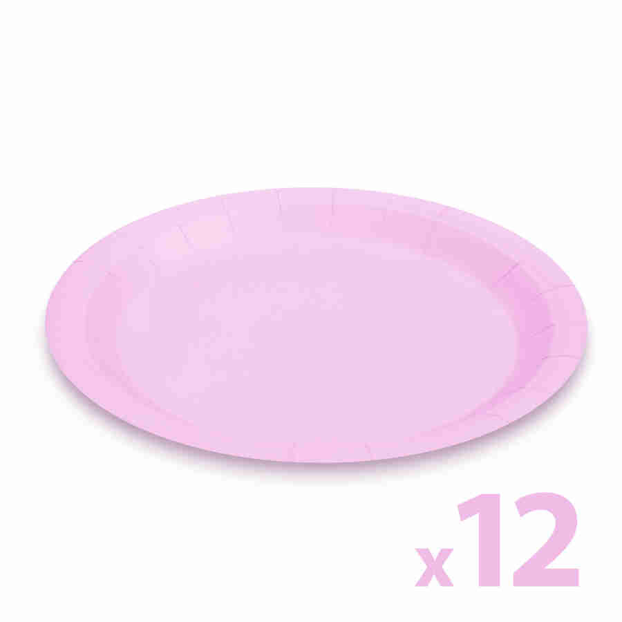 Set farfurii roz din hârtie - 23 cm - 12 buc. /pachet