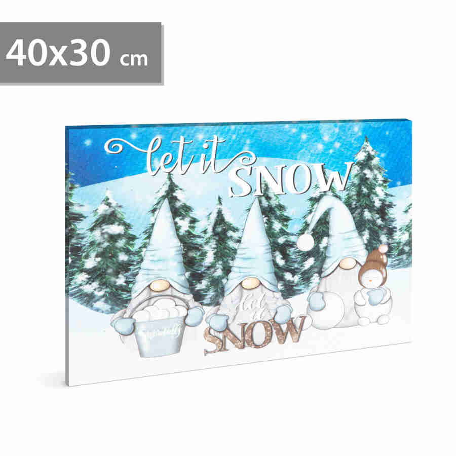 Tablou LED -  "Let it snow" - 2 baterii AA - 40 x 30 cm (58479)